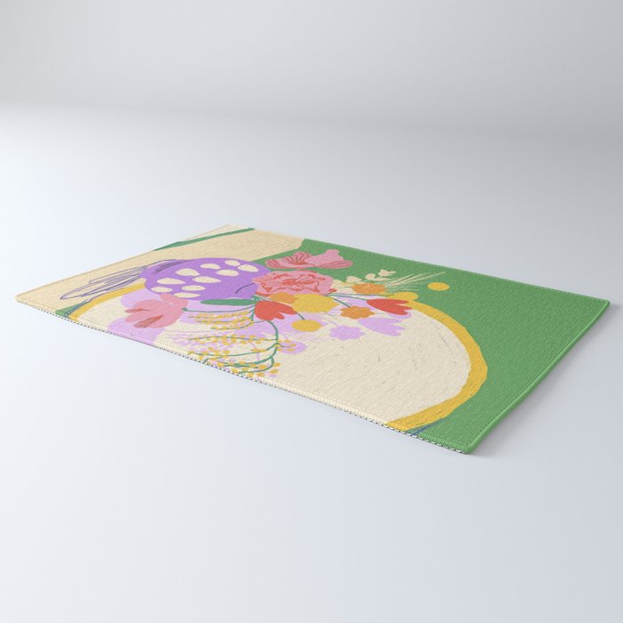 Flowers in green room Rug Gallery Image 3