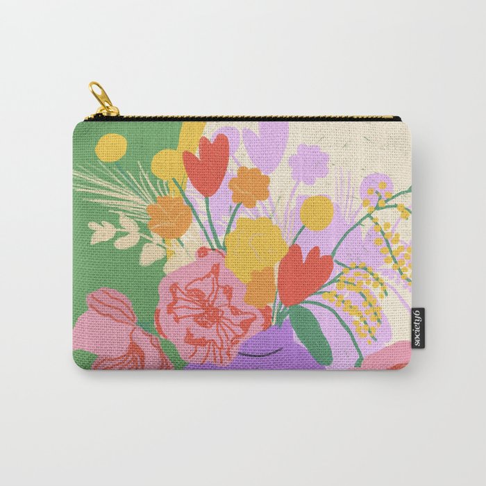 Flowers in green room Carry All Pouch Gallery Image 1