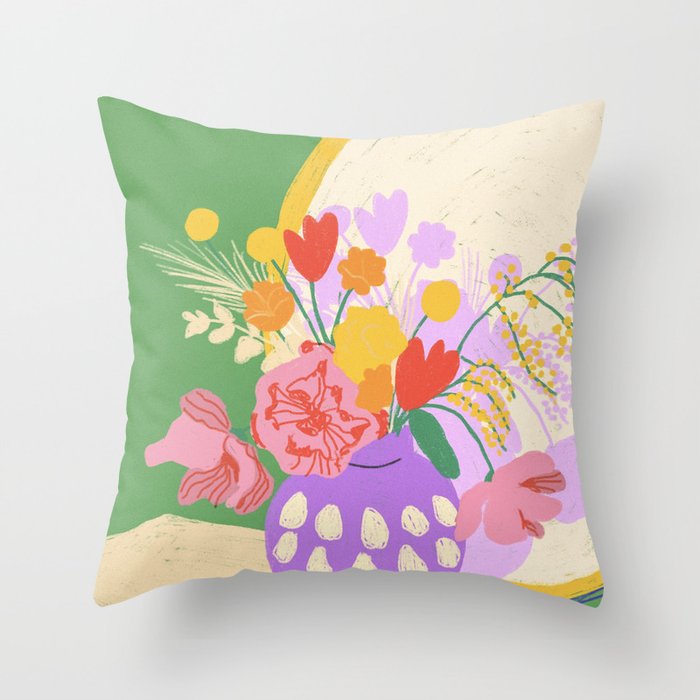 Flowers in green room Throw Pillow Gallery Image 6