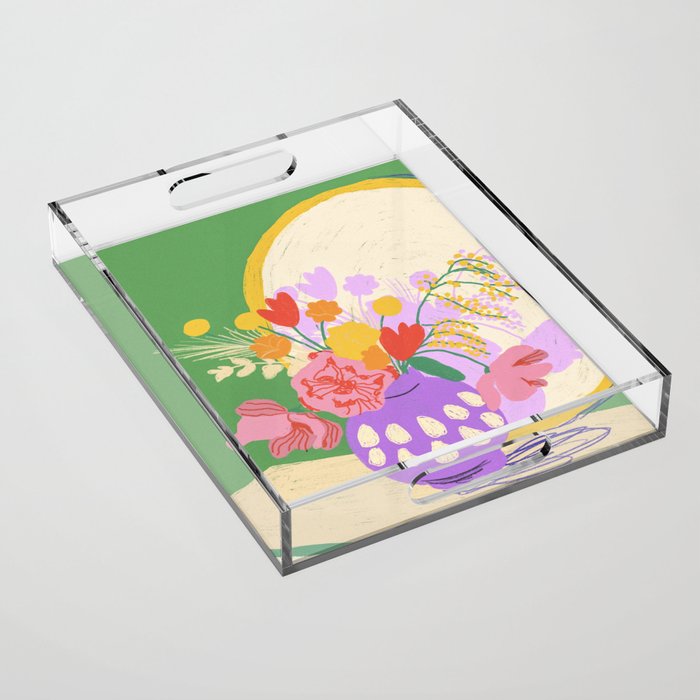 Flowers in green room Acrylic Tray Gallery Image 1