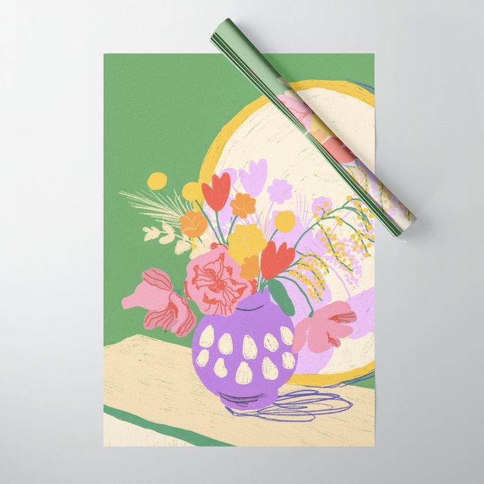 Flowers in green room Wrapping Paper Gallery Image 1