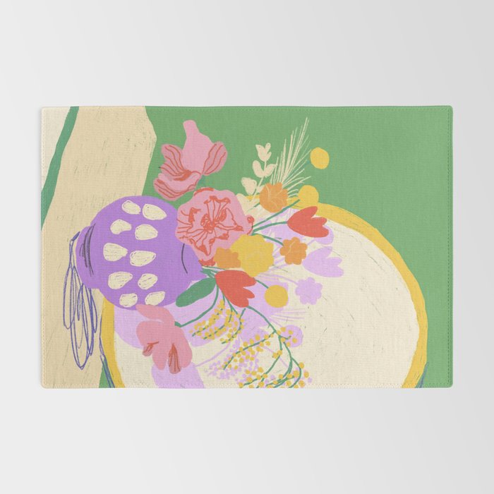 Flowers in green room Rug Gallery Image 2