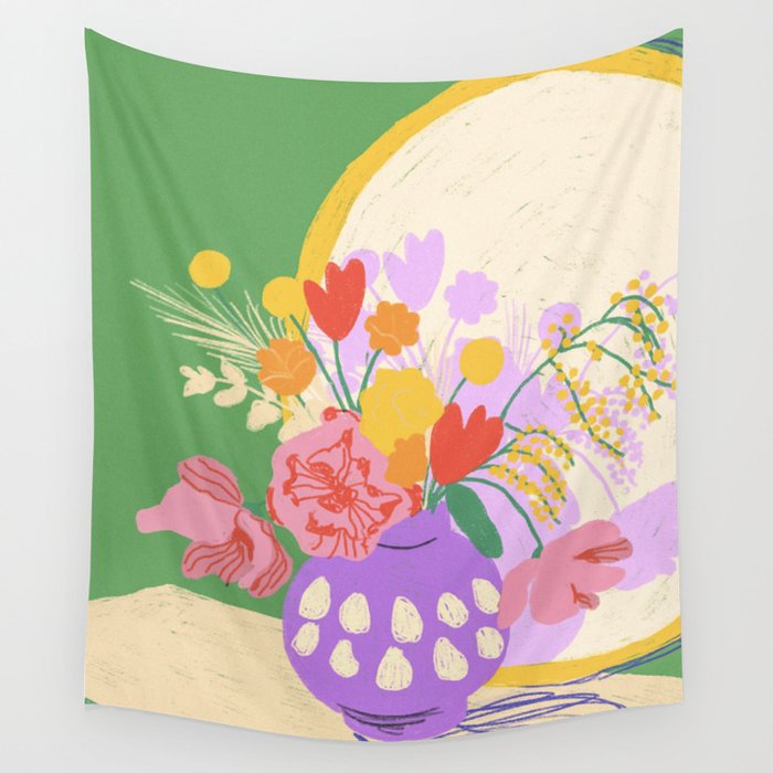 Flowers in green room Wall Tapestry Gallery Image 1