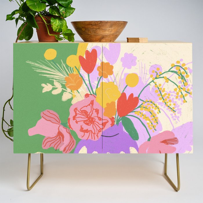 Flowers in green room Credenza Gallery Image 1