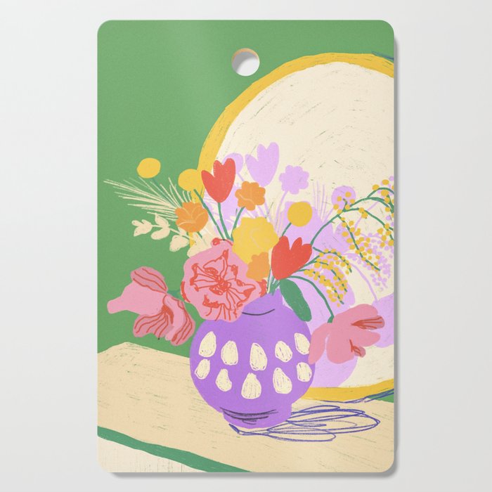 Flowers in green room Cutting Board Gallery Image 1