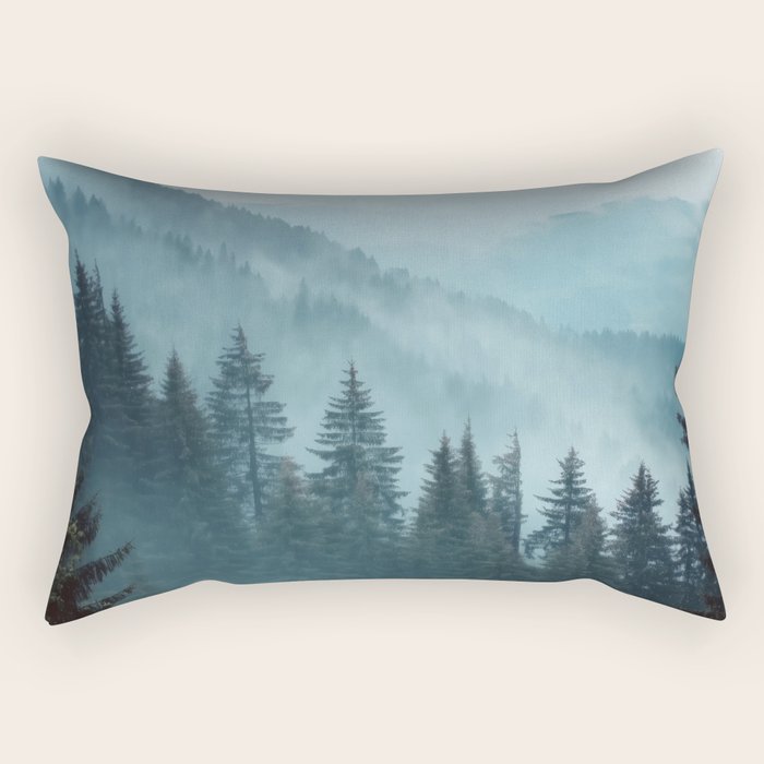 Misty Pine Forest Rectangular Pillow Gallery Image 1