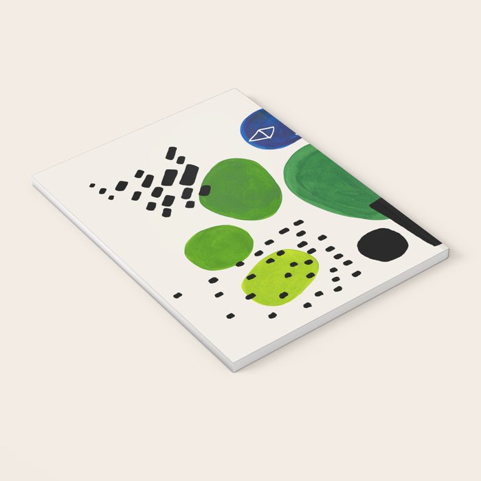 Fun Abstract Minimalist Mid Century Modern Colorful Shapes Lime Green Blue Watercolor Bubbles Notebook Gallery Image 3