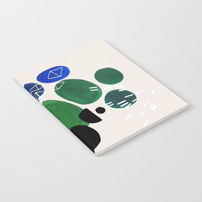 Fun Abstract Minimalist Mid Century Modern Colorful Shapes Lime Green Blue Watercolor Bubbles Notebook Gallery Image 2