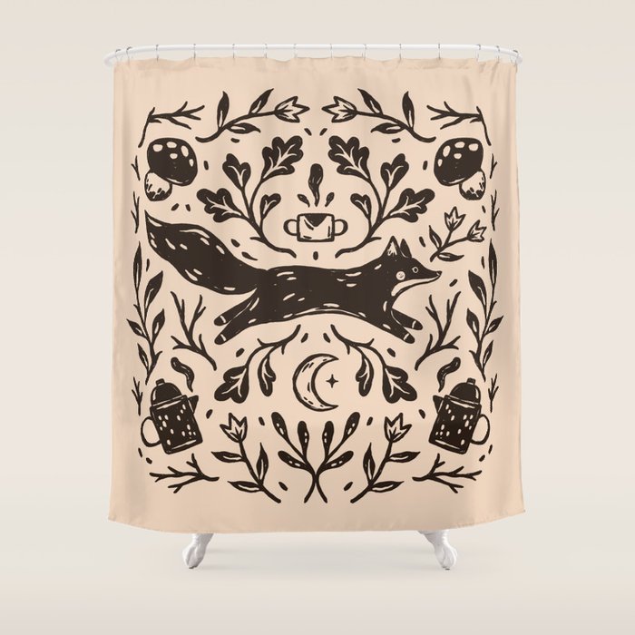 Cozy Night Fox Shower Curtain Gallery Image 1