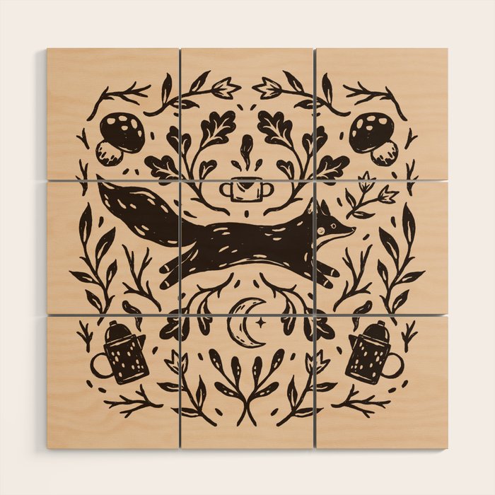 Cozy Night Fox Wood Wall Art Gallery Image 1