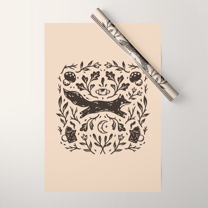 Cozy Night Fox Wrapping Paper Gallery Image 1