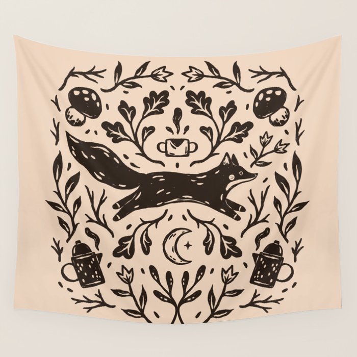 Cozy Night Fox Wall Tapestry Gallery Image 1