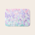 Cute Mermaid Pattern, Light Pink, Purple, Teal Bath Mat Gallery Image 1