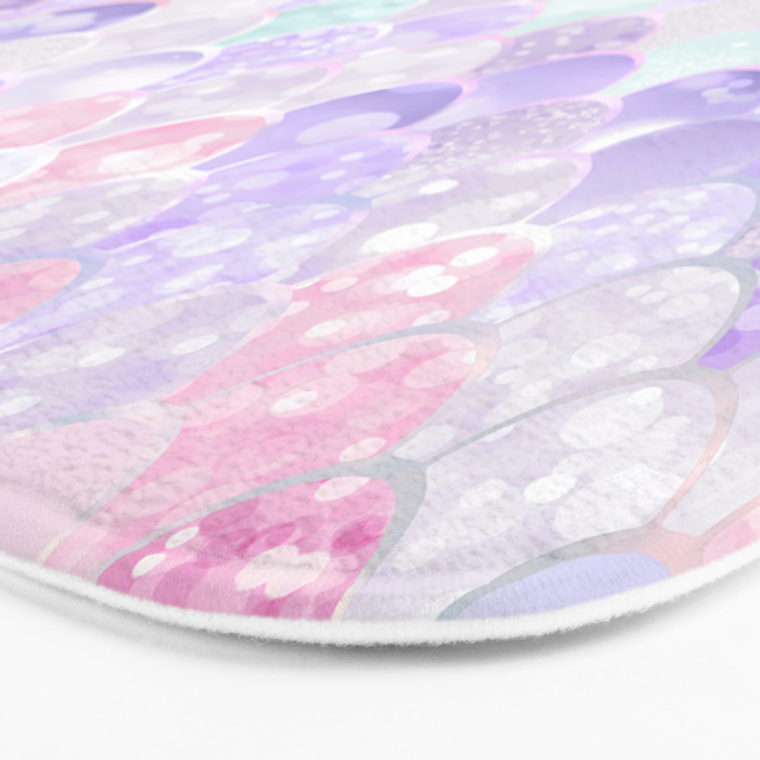 Cute Mermaid Pattern, Light Pink, Purple, Teal Bath Mat Gallery Image 3