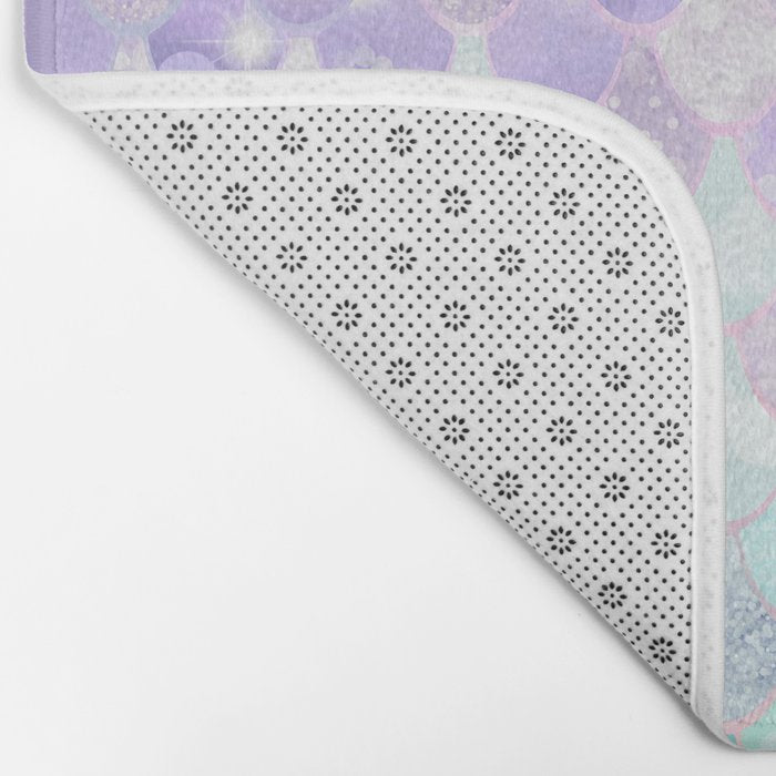 Cute Mermaid Pattern, Light Pink, Purple, Teal Bath Mat Gallery Image 2