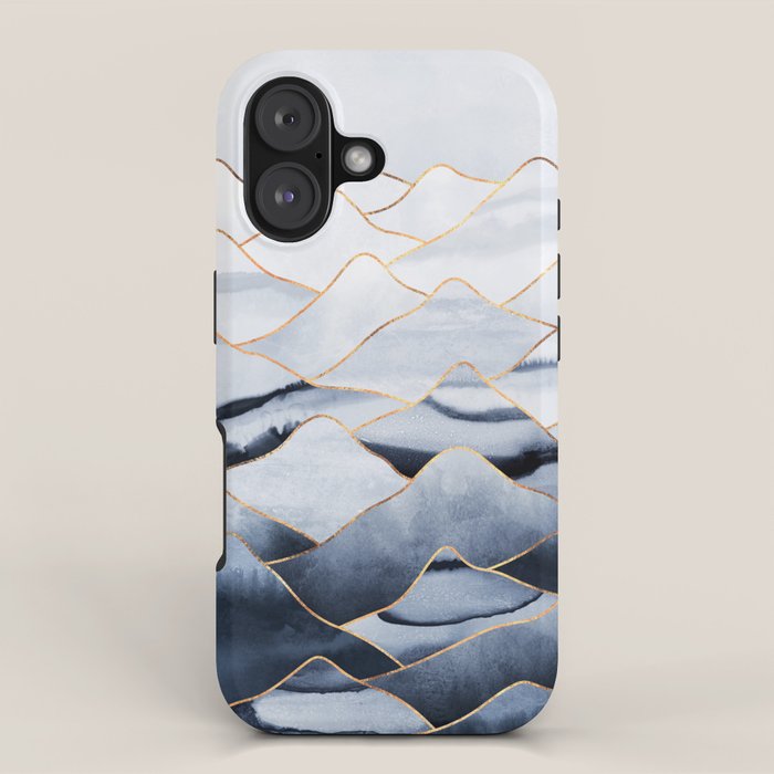 Mountains 2 - Gold Colored Lines iPhone Case Gallery Image 1
