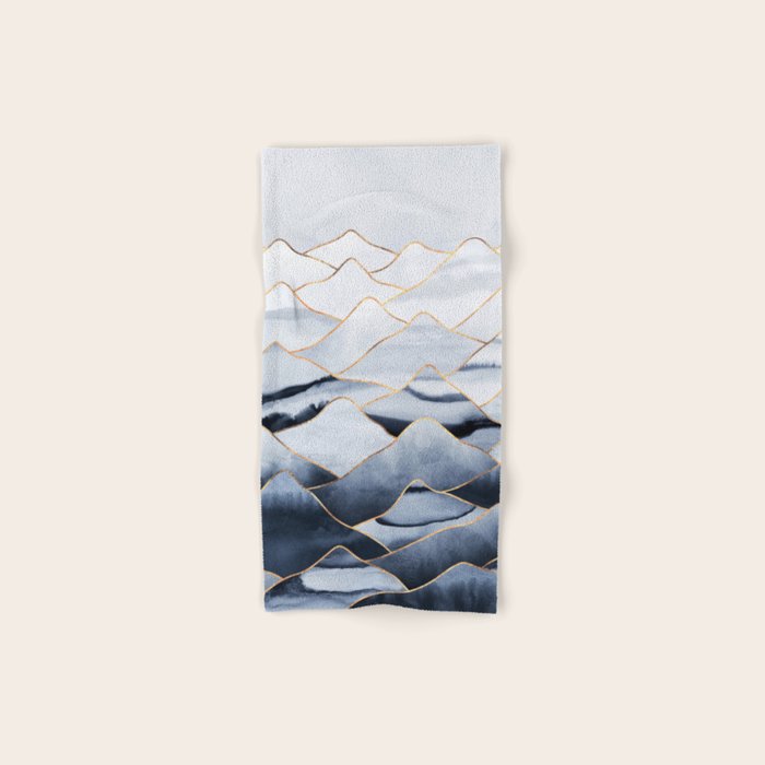 Mountains 2 - Gold Colored Lines Bath Towel Gallery Image 1