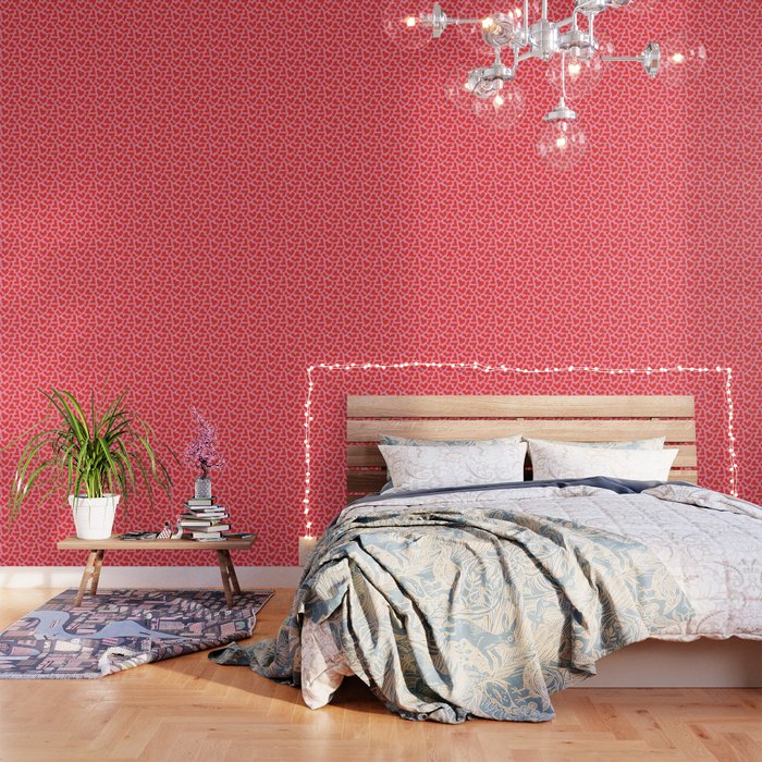 Retro red love heart shape pattern Wallpaper Gallery Image 3
