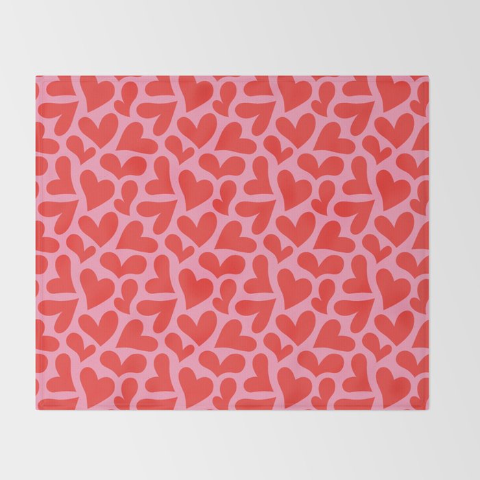 Retro red love heart shape pattern Throw Blanket Gallery Image 2