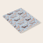 Origami Dachshunds sausage dogs // pale blue background Notebook Gallery Image 2