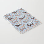 Origami Dachshunds sausage dogs // pale blue background Notebook Gallery Image 3
