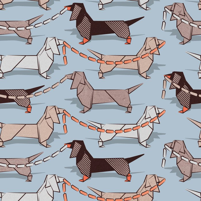 Origami Dachshunds sausage dogs // pale blue background Coffee Mug Gallery Image 2