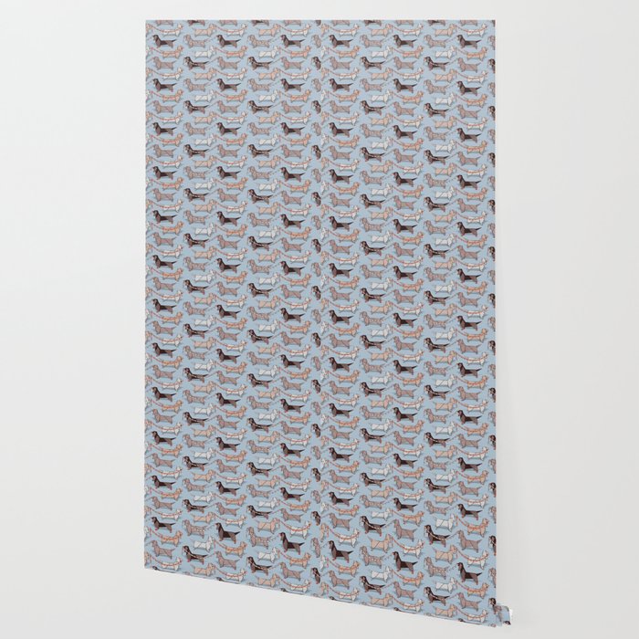 Origami Dachshunds sausage dogs // pale blue background Wallpaper Gallery Image 2