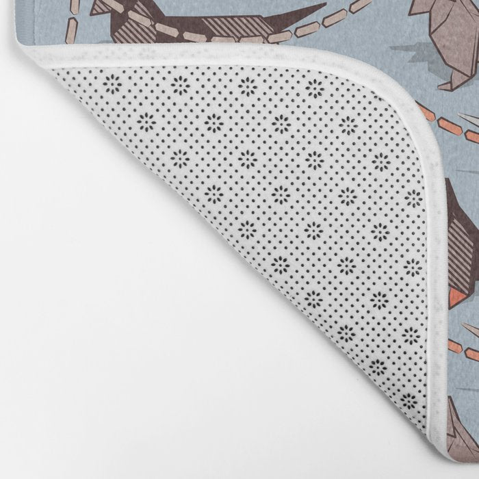 Origami Dachshunds sausage dogs // pale blue background Bath Mat Gallery Image 2