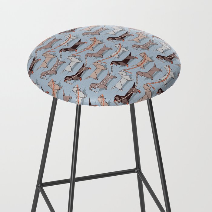 Origami Dachshunds sausage dogs // pale blue background Stool Gallery Image 2