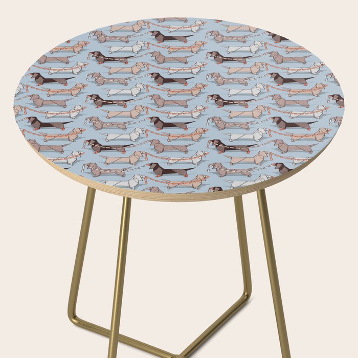Origami Dachshunds sausage dogs // pale blue background Side Table Gallery Image 2