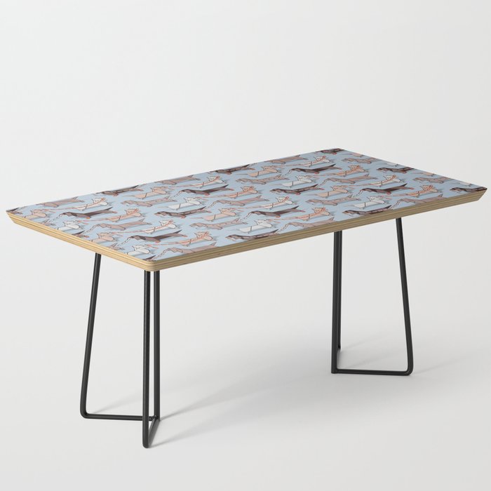 Origami Dachshunds sausage dogs // pale blue background Coffee Table Gallery Image 1