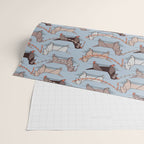 Origami Dachshunds sausage dogs // pale blue background Wrapping Paper Gallery Image 2