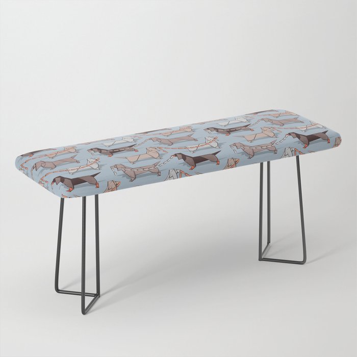 Origami Dachshunds sausage dogs // pale blue background Bench Gallery Image 1