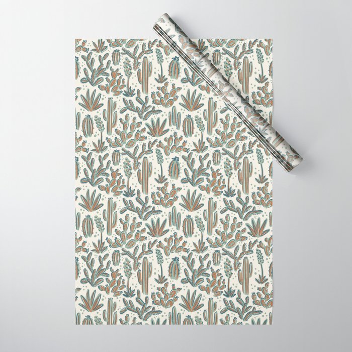 Cactus Desert - sage and copper Wrapping Paper Gallery Image 1