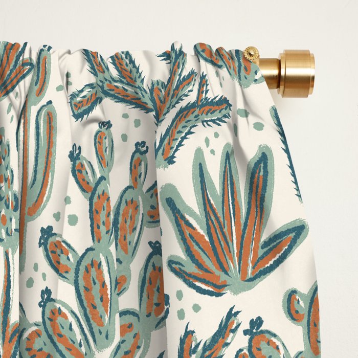 Cactus Desert - sage and copper Window Curtain Gallery Image 2