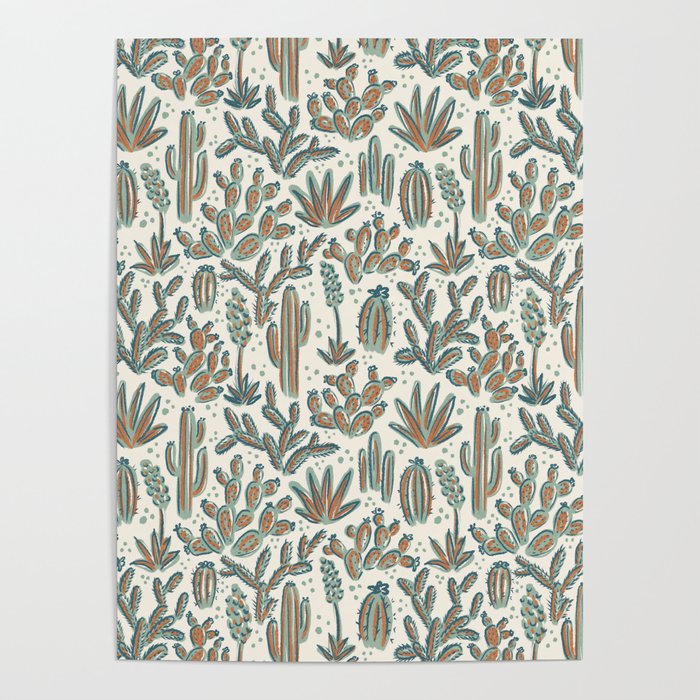 Cactus Desert - sage and copper Poster Gallery Image 4