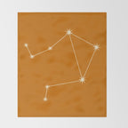Libra Zodiac Star Constellation Line Art Orange Throw Blanket Gallery Image 2