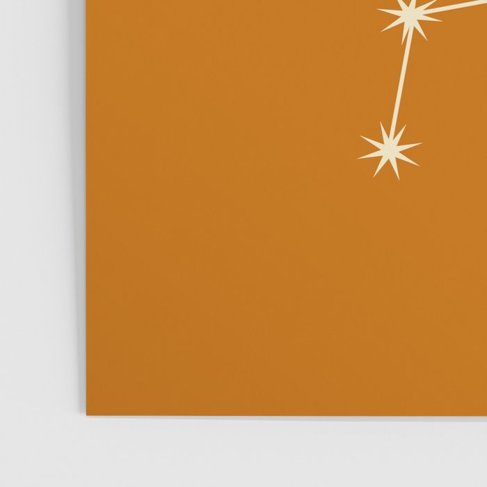 Libra Zodiac Star Constellation Line Art Orange Poster Gallery Image 3