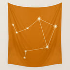 Libra Zodiac Star Constellation Line Art Orange Wall Tapestry Gallery Image 4