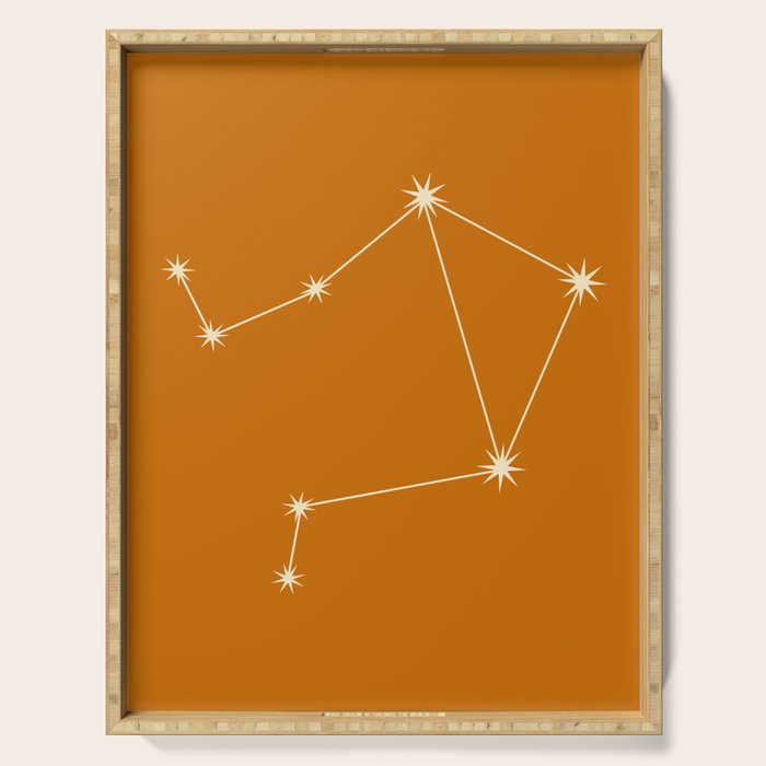 Libra Zodiac Star Constellation Line Art Orange Serving Tray Gallery Image 1