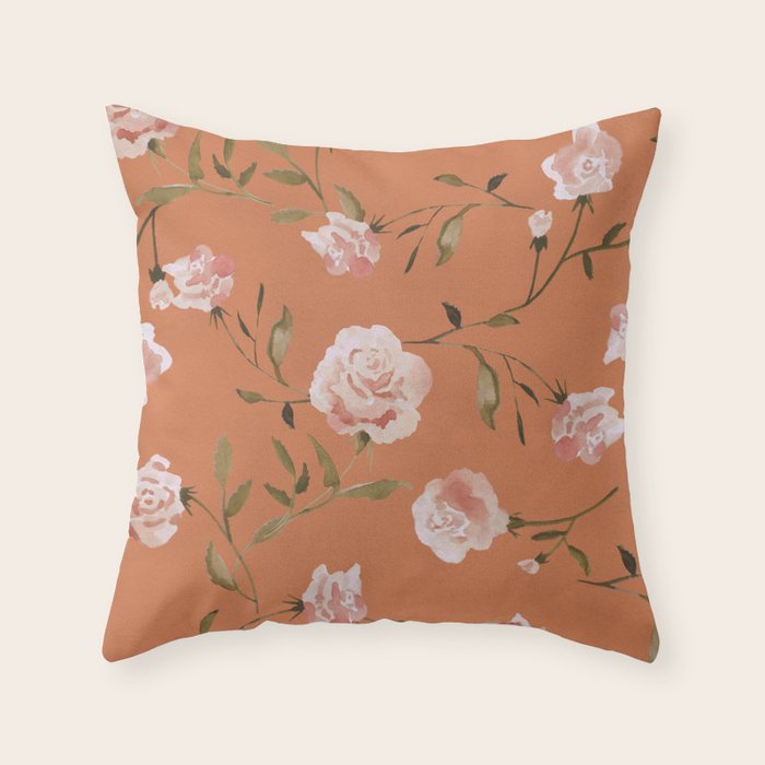 Watercolor Roses Throw Pillow Gallery Image 6