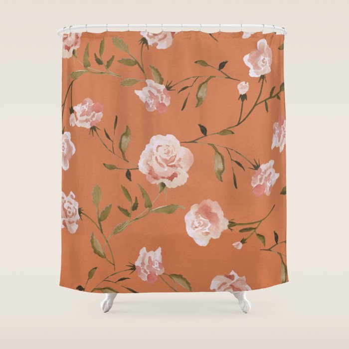 Watercolor Roses Shower Curtain Gallery Image 1