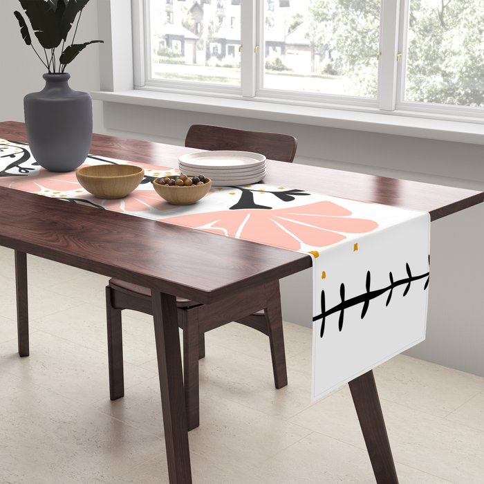 Ever blooming good vibes white Table Runner Gallery Image 2