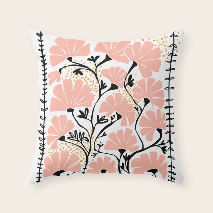 Ever blooming good vibes white Throw Pillow Gallery Image 6