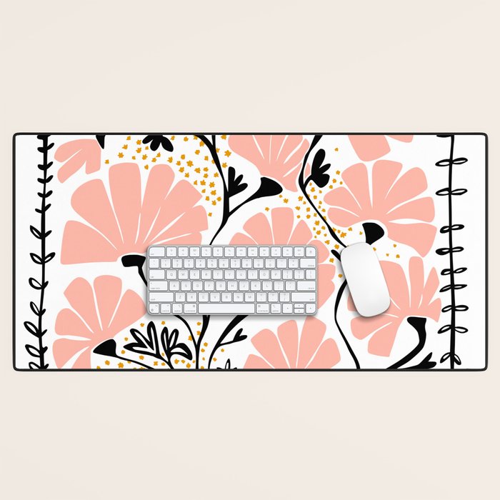 Ever blooming good vibes white Desk Mat Gallery Image 1