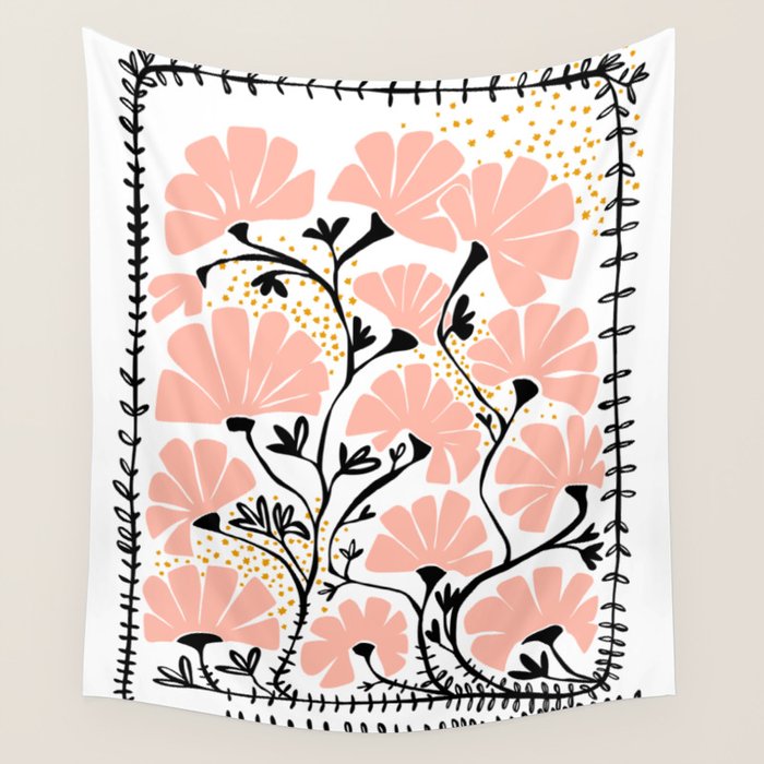Ever blooming good vibes white Wall Tapestry Gallery Image 4