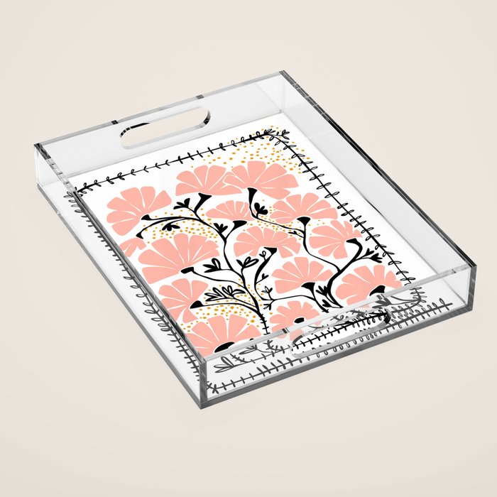 Ever blooming good vibes white Acrylic Tray Gallery Image 1