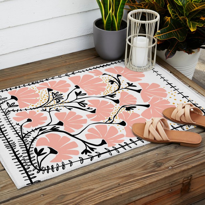 Ever blooming good vibes white Outdoor Rug Gallery Image 2