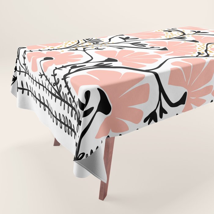 Ever blooming good vibes white Tablecloth Gallery Image 1
