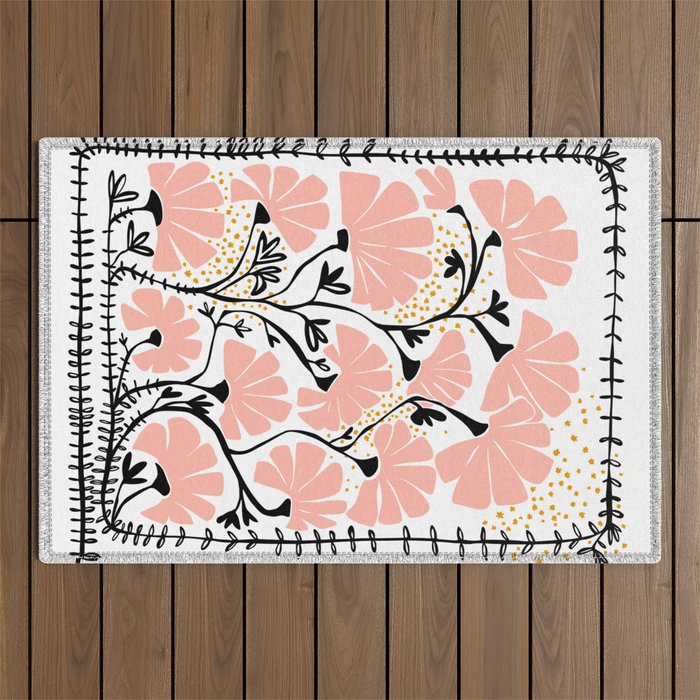 Ever blooming good vibes white Outdoor Rug Gallery Image 1
